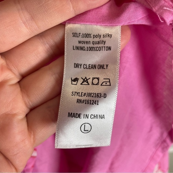 J. MARIE Pink Floral The Rosie Ruched Smocked Dress Large - Picture 7 of 7